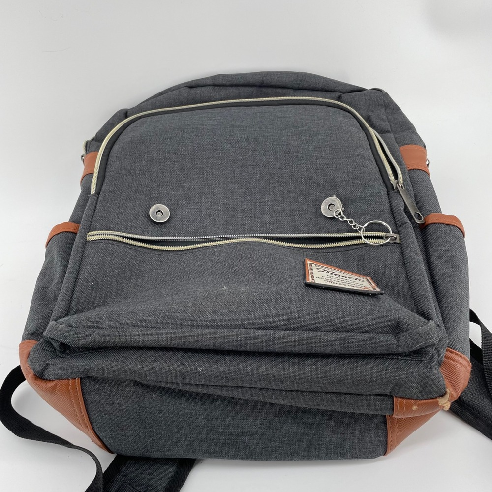 Mancio Vintage Laptop Backpack Gray Canvas USB Charging Port School Travel Bag - Picture 14 of 16